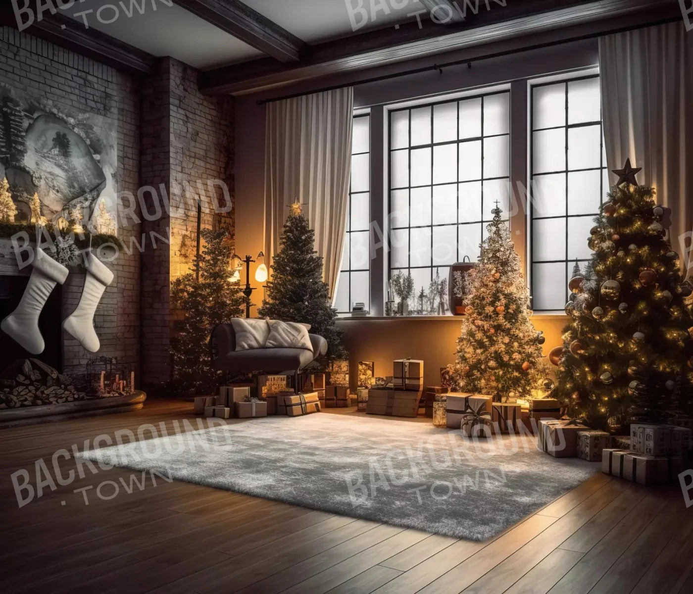 Christmas Loft 2 12X10 Ultracloth ( 144 X 120 Inch ) Backdrop