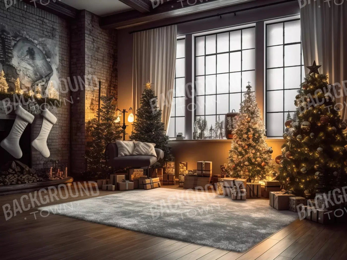 Christmas Loft 2 7X5 Ultracloth ( 84 X 60 Inch ) Backdrop