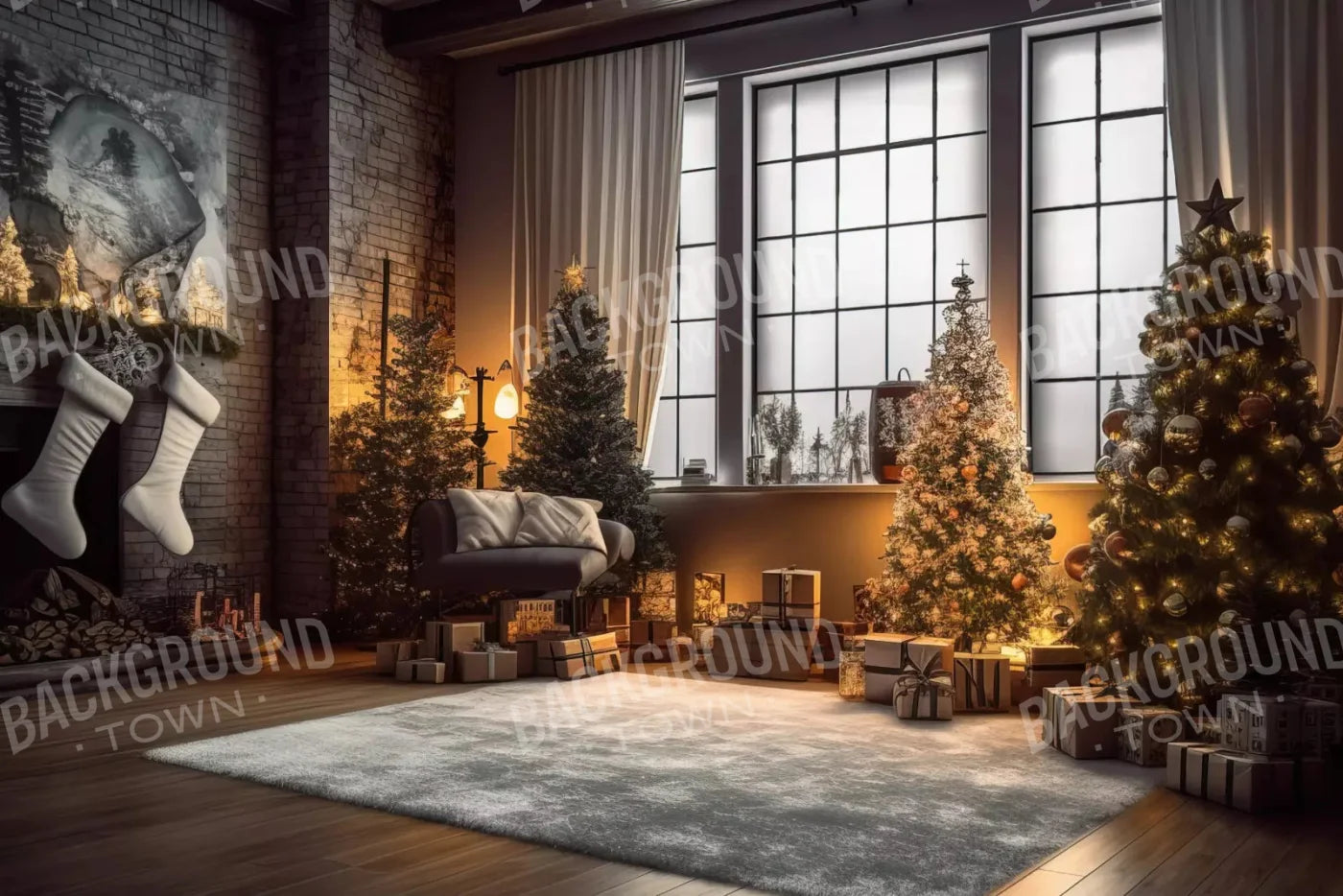 Christmas Loft 2 8X5 Ultracloth ( 96 X 60 Inch ) Backdrop