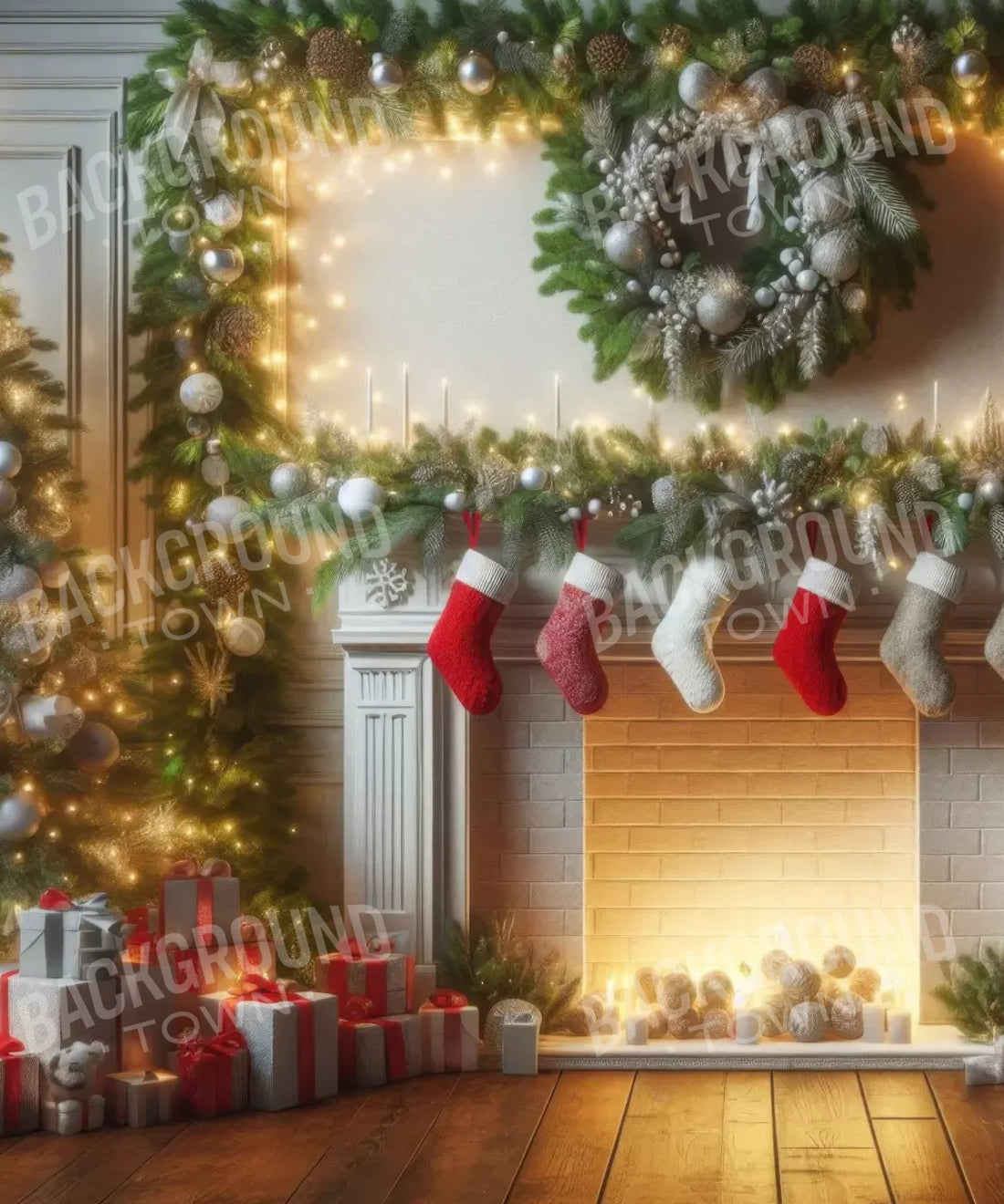 Green Red White Backdrop for Photography