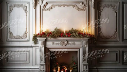 Christmas Mantle 14’X8’ Ultracloth (168 X 96 Inch) Backdrop