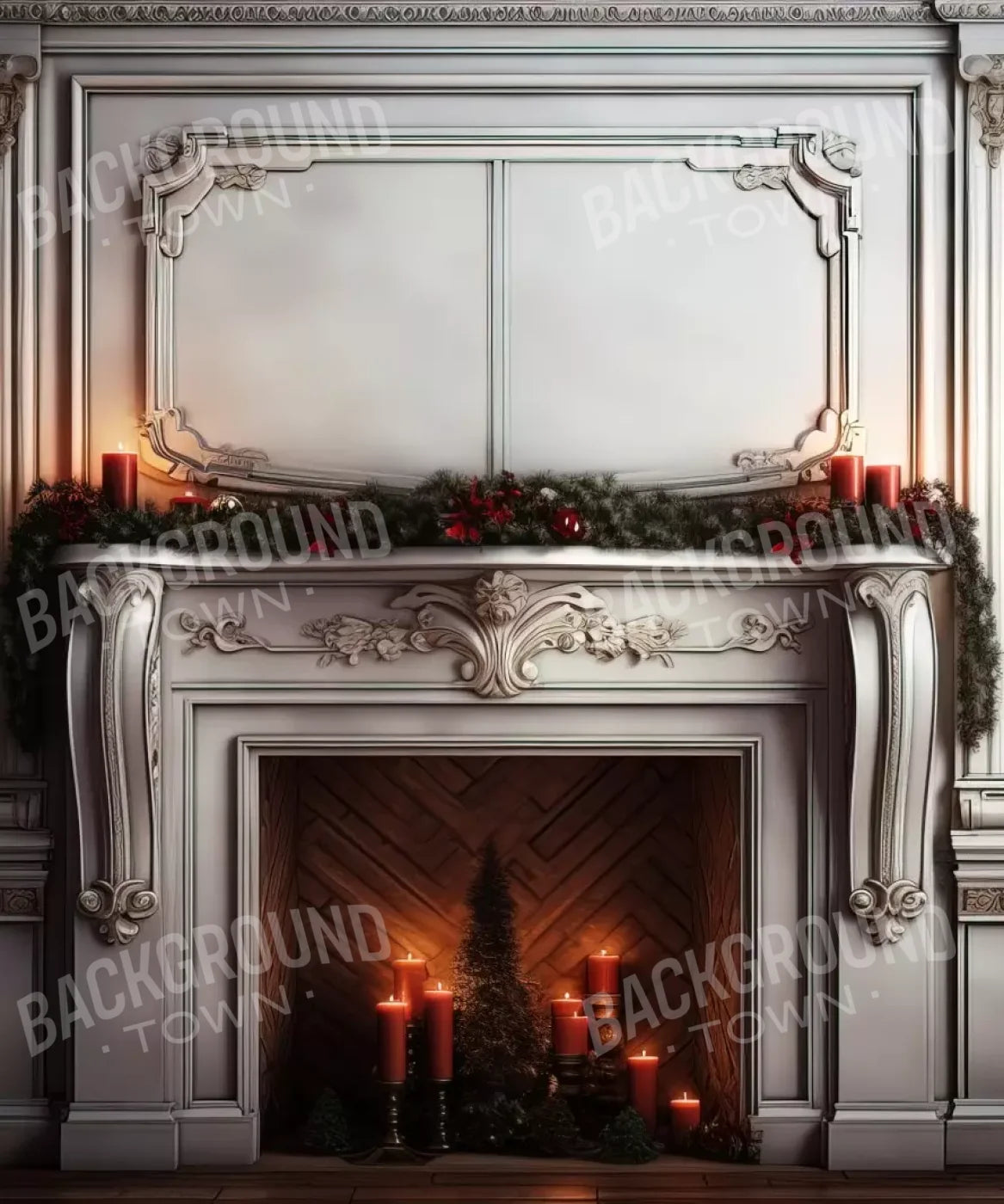 Christmas Mantle Ii 10’X12’ Ultracloth (120 X 144 Inch) Backdrop