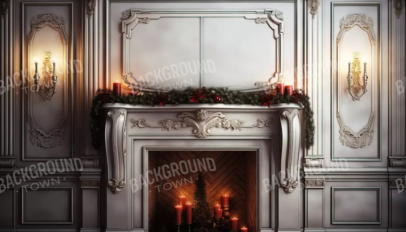Christmas Mantle Ii 14’X8’ Ultracloth (168 X 96 Inch) Backdrop