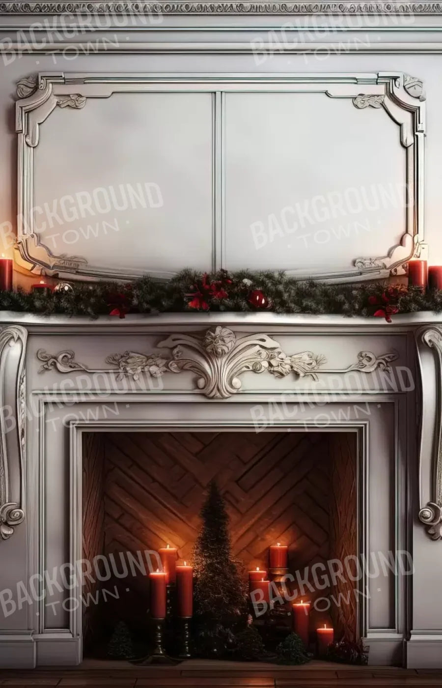 Christmas Mantle Ii 9’X14’ Ultracloth (108 X 168 Inch) Backdrop