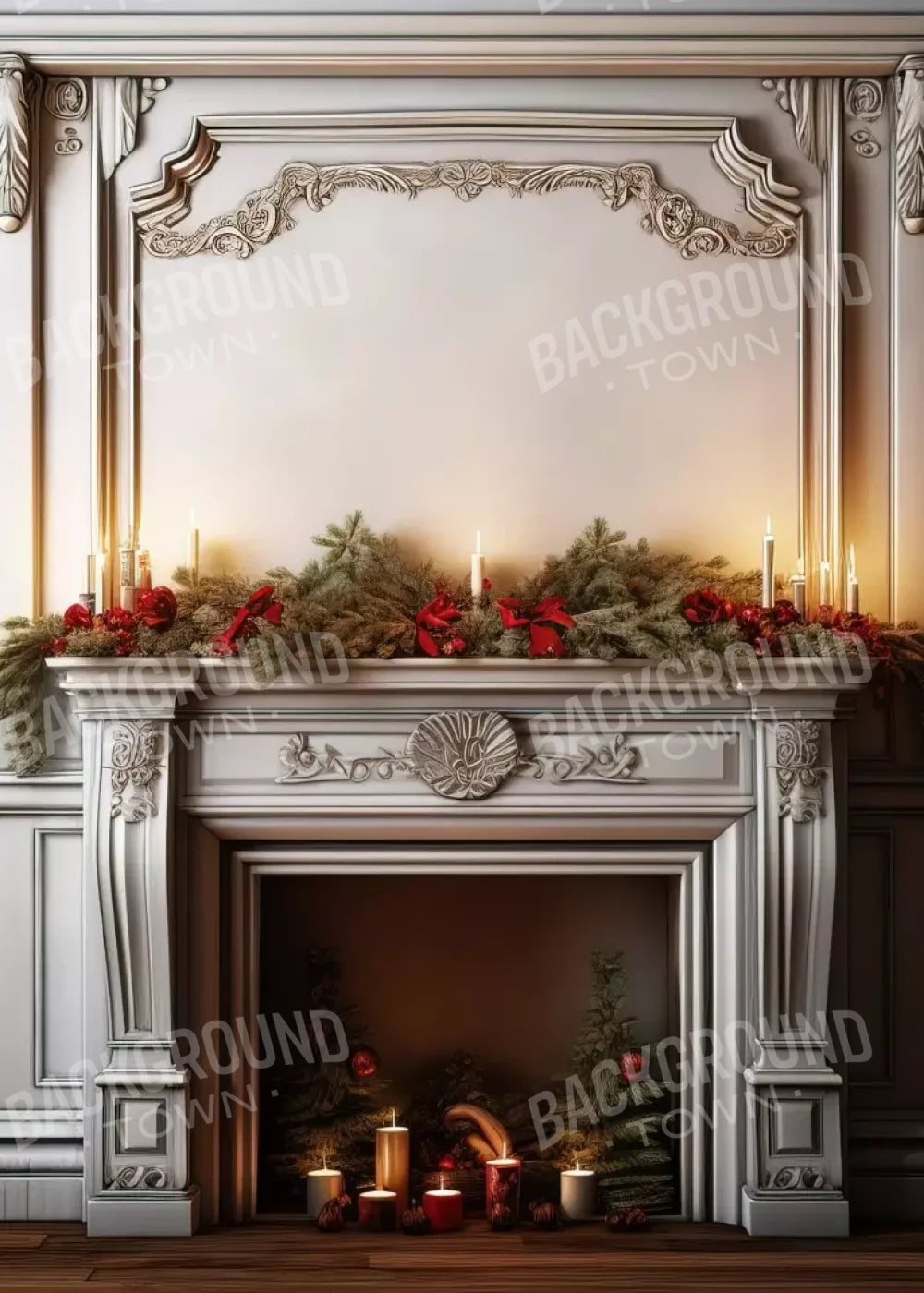 Christmas Mantle 5’X7’ Ultracloth (60 X 84 Inch) Backdrop