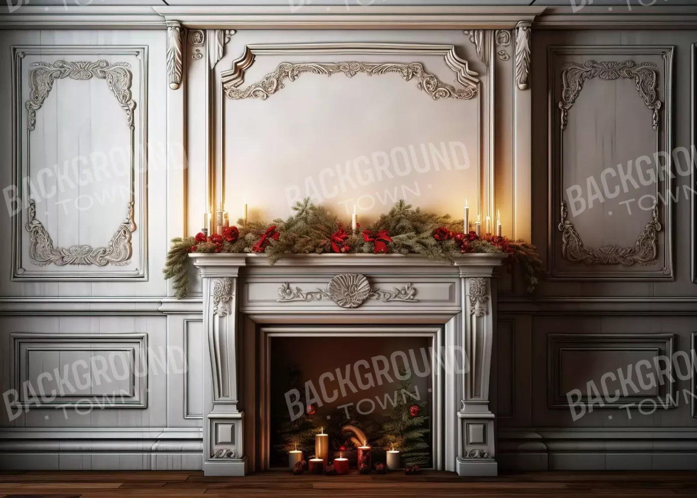 Christmas Mantle 7’X5’ Ultracloth (84 X 60 Inch) Backdrop