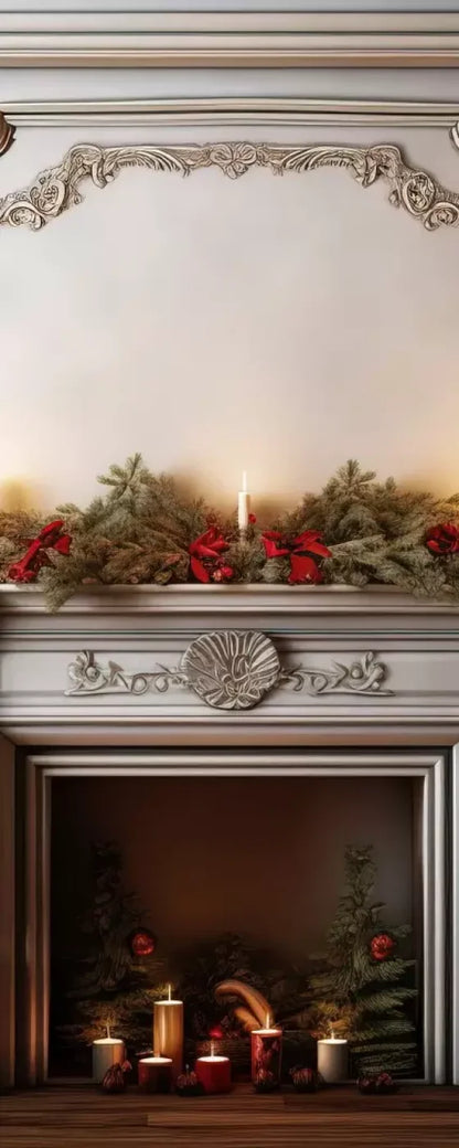 Christmas Mantle 8’X20’ Ultracloth (96 X 240 Inch) Backdrop