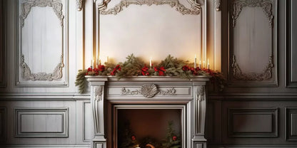 Christmas Mantle 20’X10’ Ultracloth (240 X 120 Inch) Backdrop