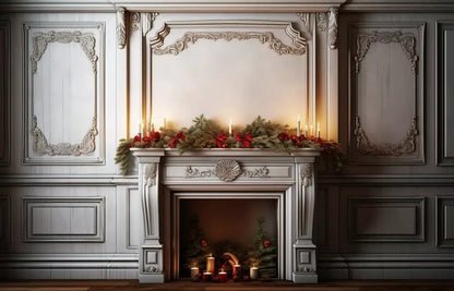 Christmas Mantle 14’X9’ Ultracloth (168 X 108 Inch) Backdrop