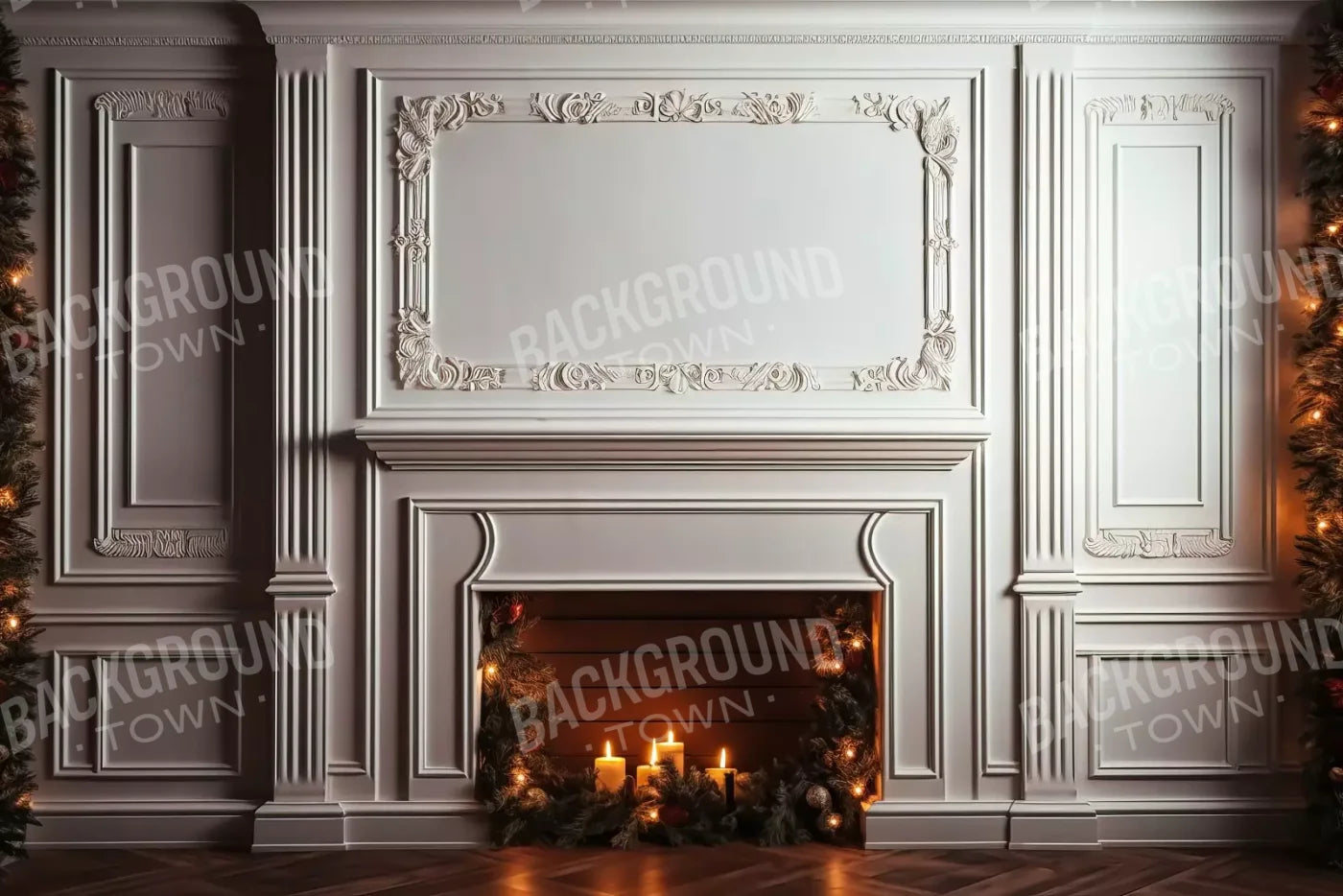 Christmas Mantle Iii 12’X8’ Ultracloth (144 X 96 Inch) Backdrop