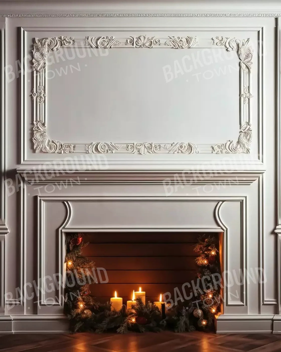 Christmas Mantle Iii 8’X10’ Fleece (96 X 120 Inch) Backdrop