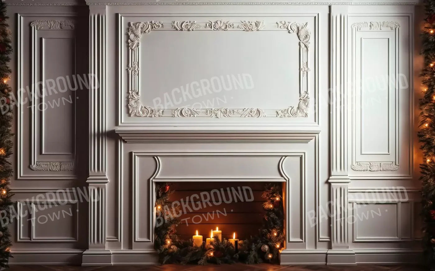 Christmas Mantle Iii 8’X5’ Ultracloth (96 X 60 Inch) Backdrop