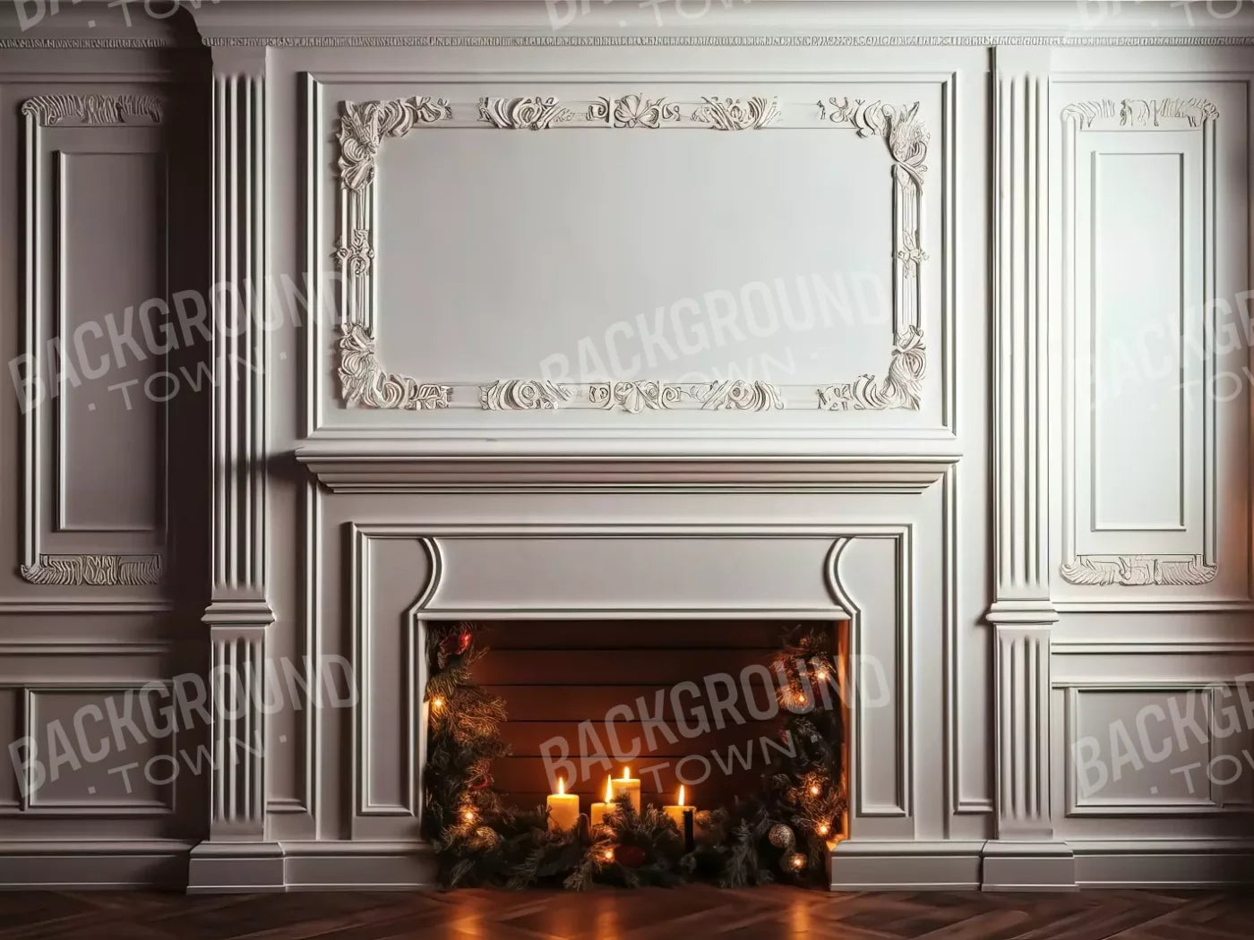 Christmas Mantle Iii 8’X6’ Fleece (96 X 72 Inch) Backdrop