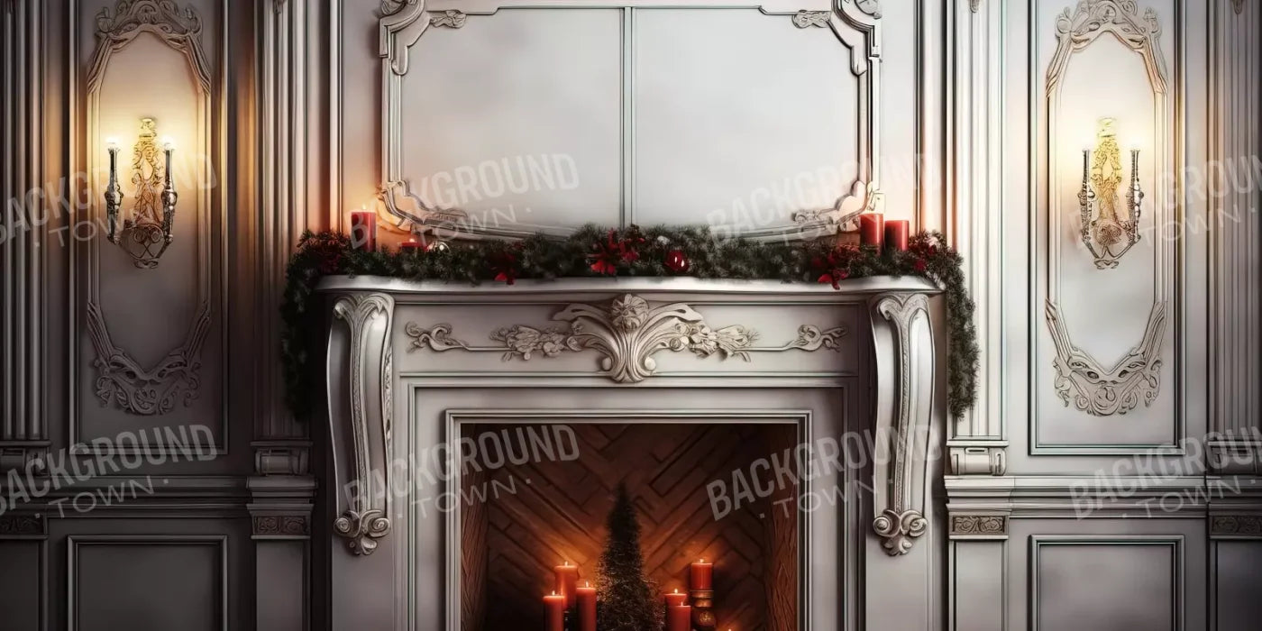 Christmas Mantle Ii 16’X8’ Ultracloth (192 X 96 Inch) Backdrop