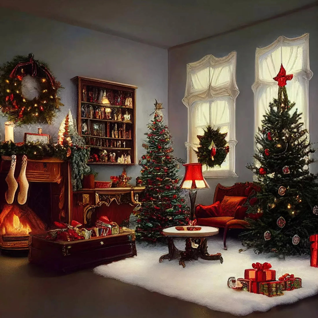 Christmas Morning 10X10 Ultracloth ( 120 X Inch ) Backdrop