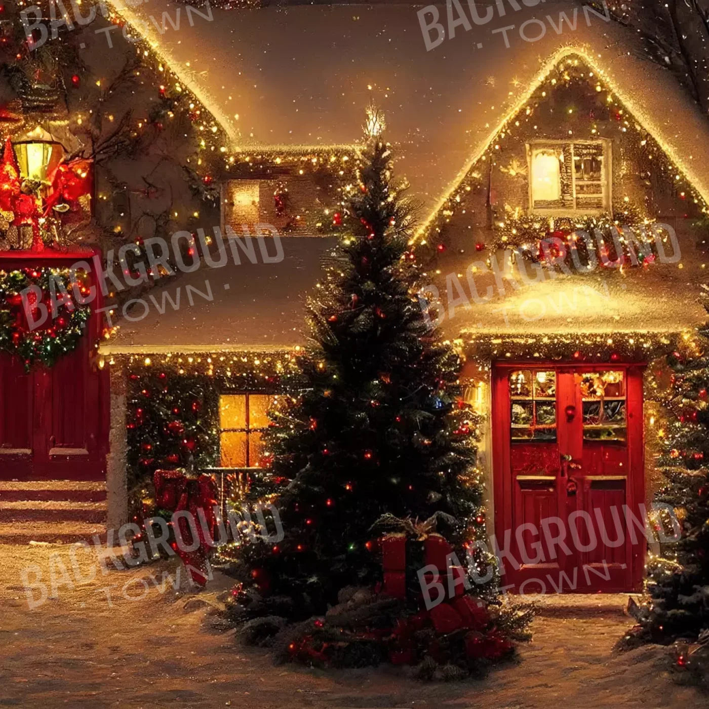 Christmas Night Iii 8’X8’ Fleece (96 X Inch) Backdrop