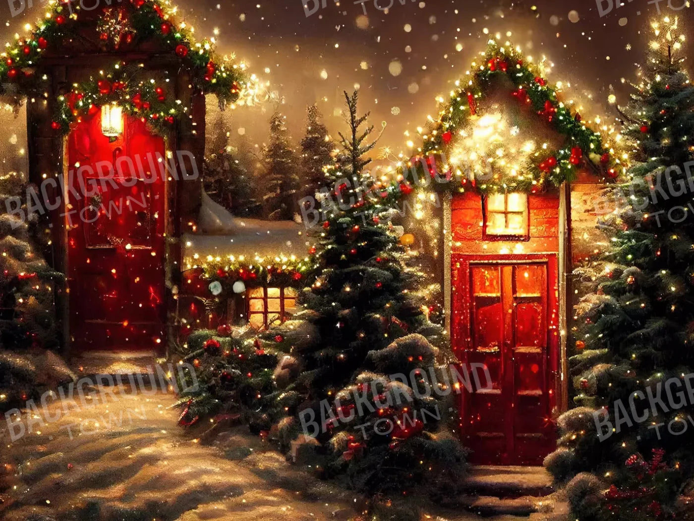 Christmas Night 2 10X8 Fleece ( 120 X 96 Inch ) Backdrop