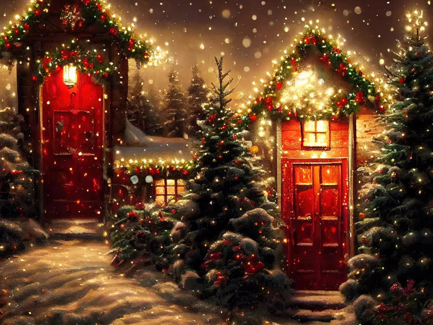 Christmas Night 2 10X8 Fleece ( 120 X 96 Inch ) Backdrop