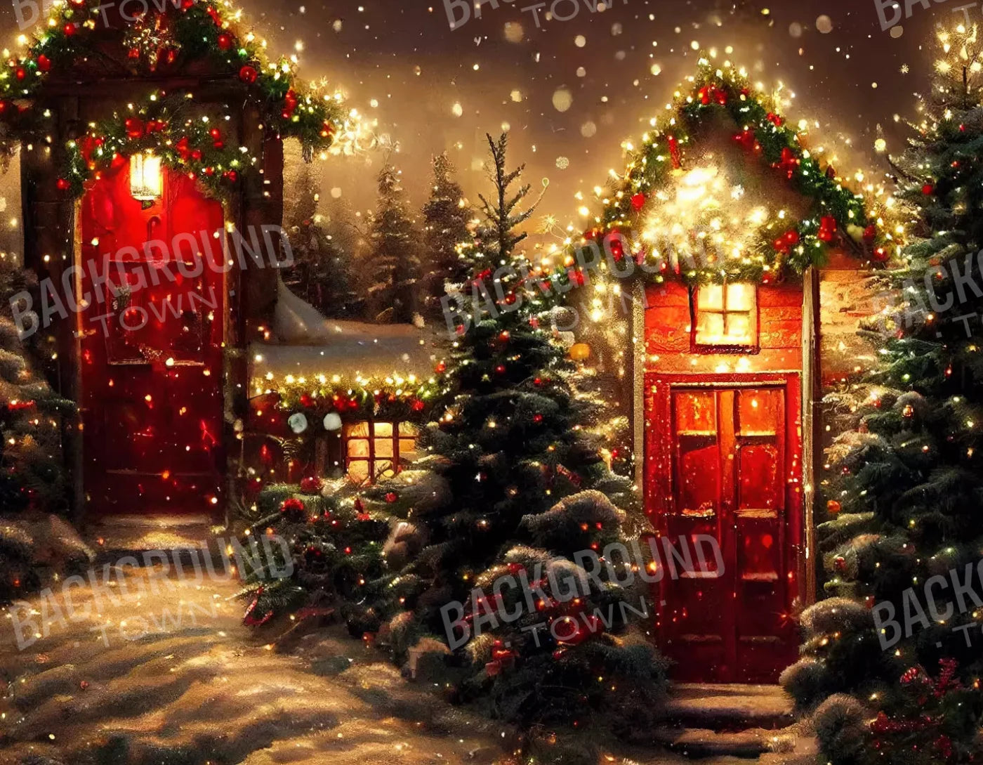 Christmas Night 2 8X6 Fleece ( 96 X 72 Inch ) Backdrop