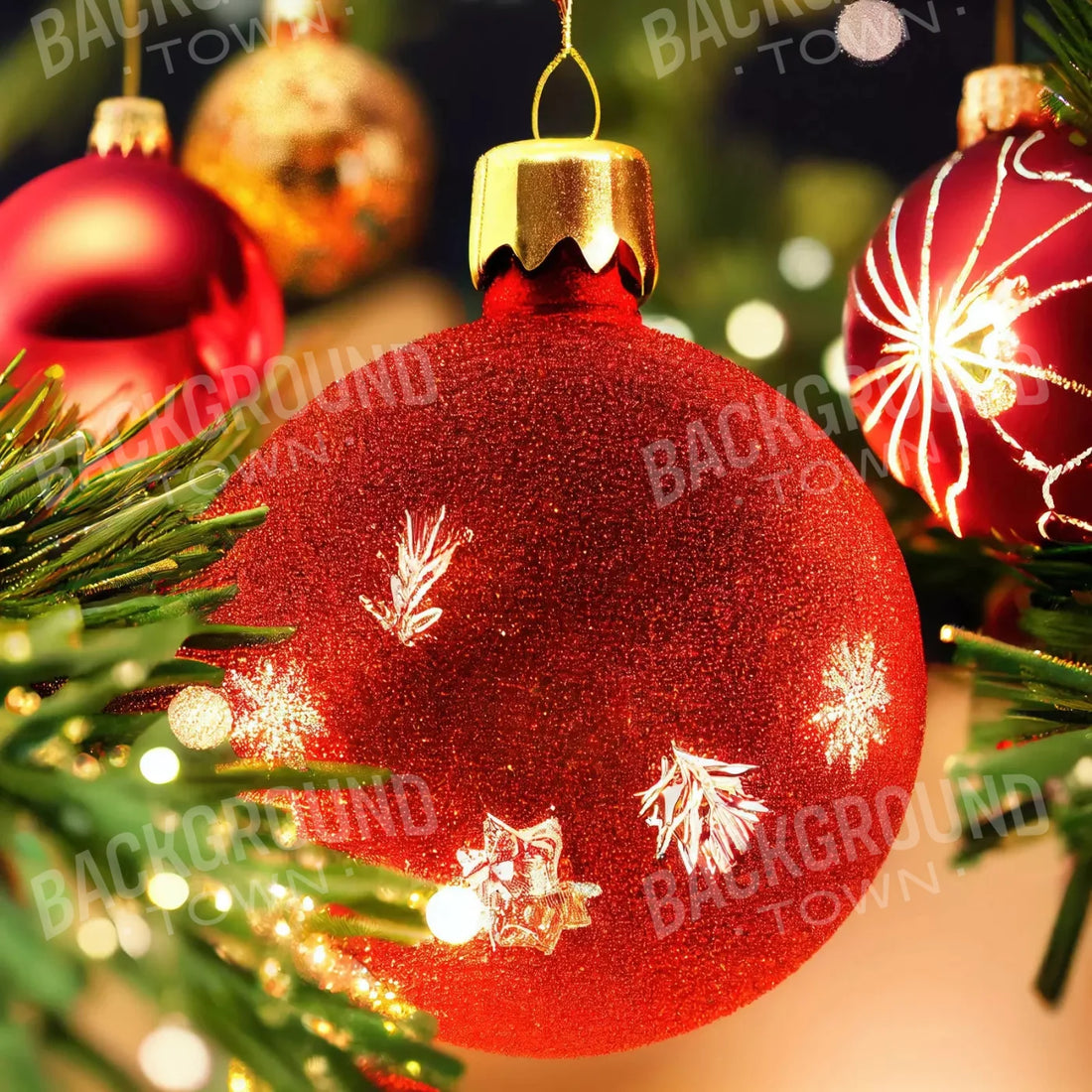 Christmas Ornamentt Glitter 10X10 Ultracloth ( 120 X Inch ) Backdrop