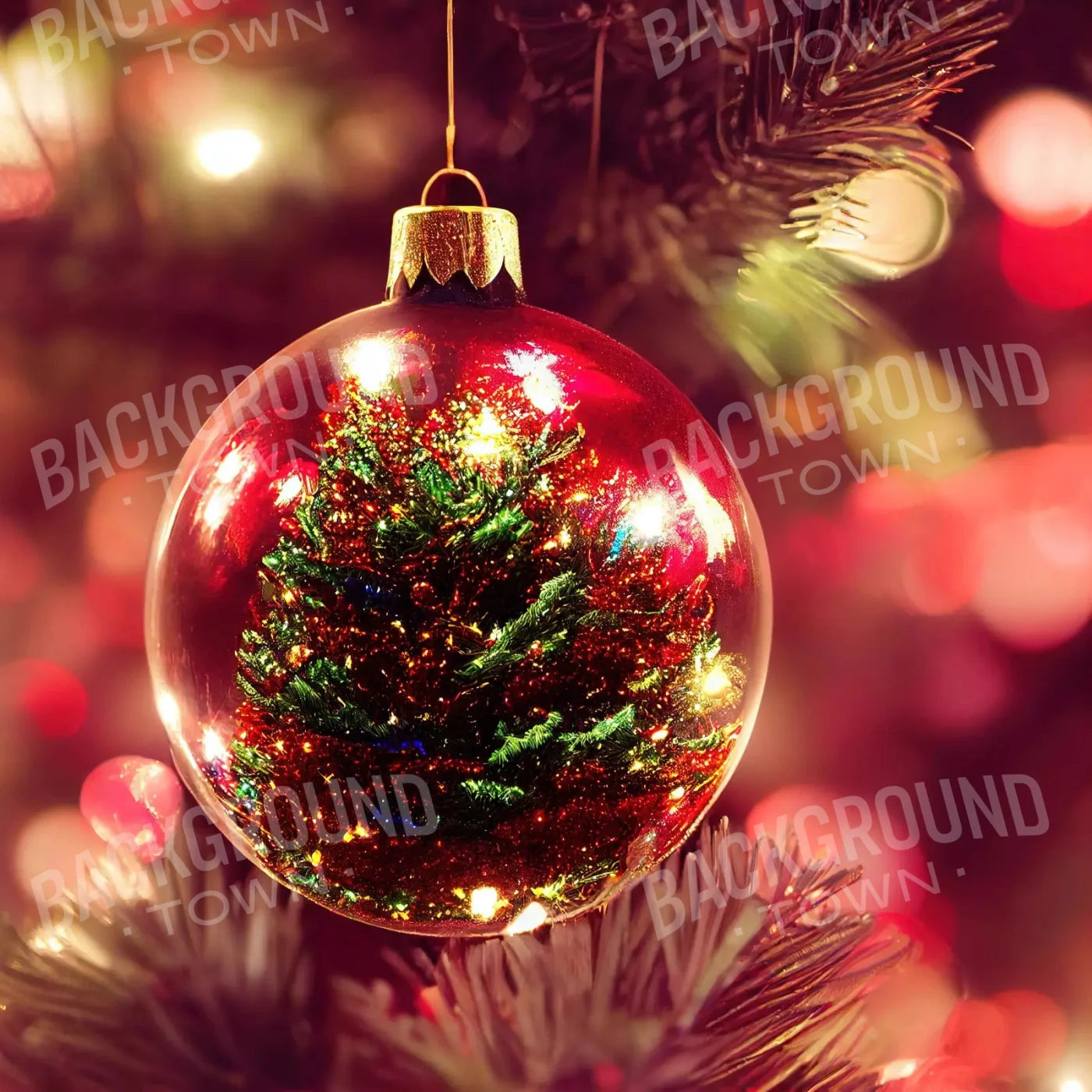 Christmas Ornament Red 10X10 Ultracloth ( 120 X Inch ) Backdrop