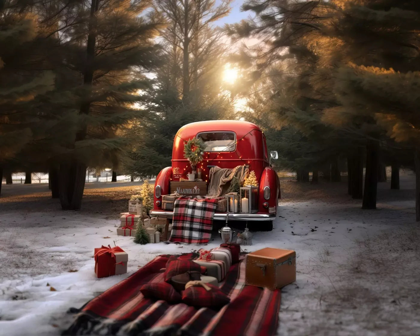 Christmas Picnic Iii 10’X8’ Fleece (120 X 96 Inch) Backdrop