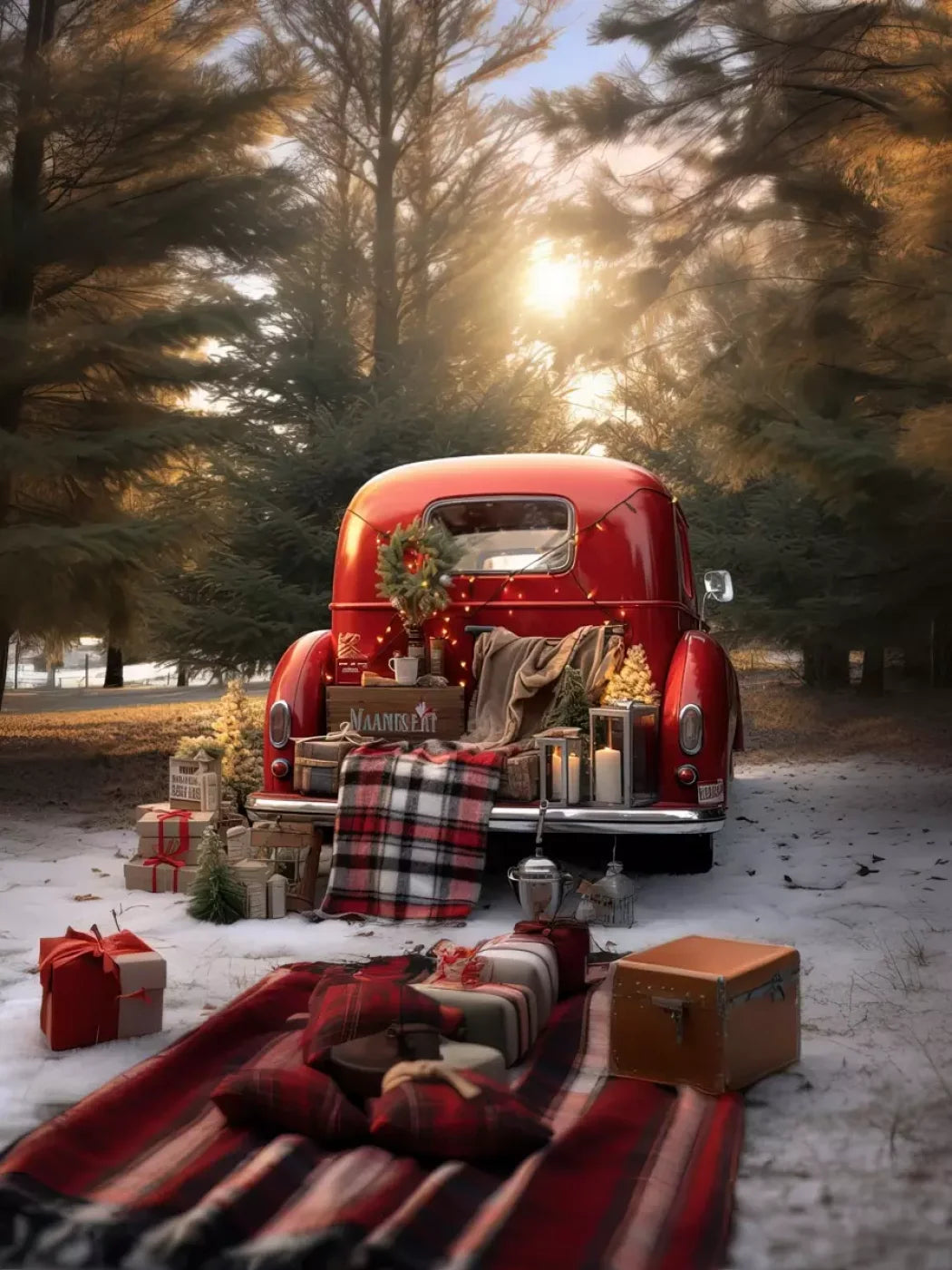 Christmas Picnic Iii 6’X8’ Fleece (72 X 96 Inch) Backdrop
