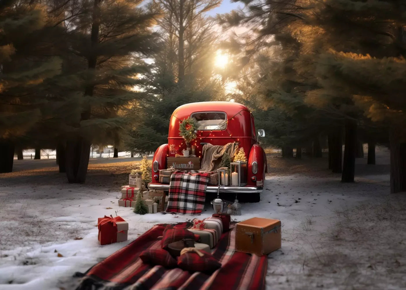 Christmas Picnic Iii 7’X5’ Ultracloth (84 X 60 Inch) Backdrop