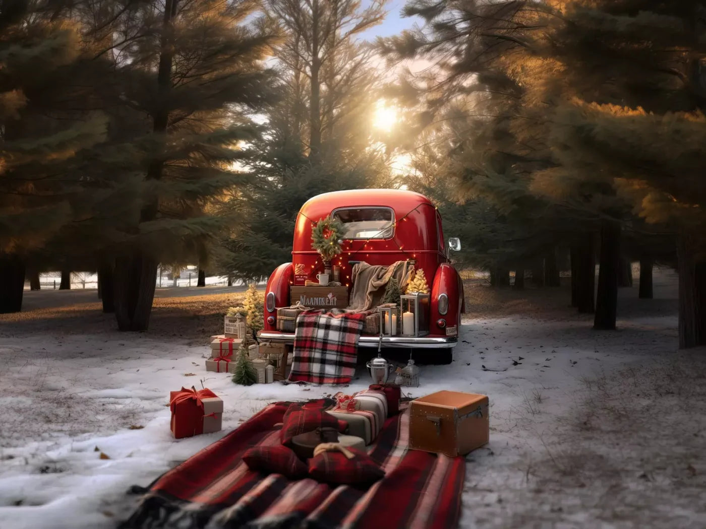 Christmas Picnic Iii 8’X6’ Fleece (96 X 72 Inch) Backdrop