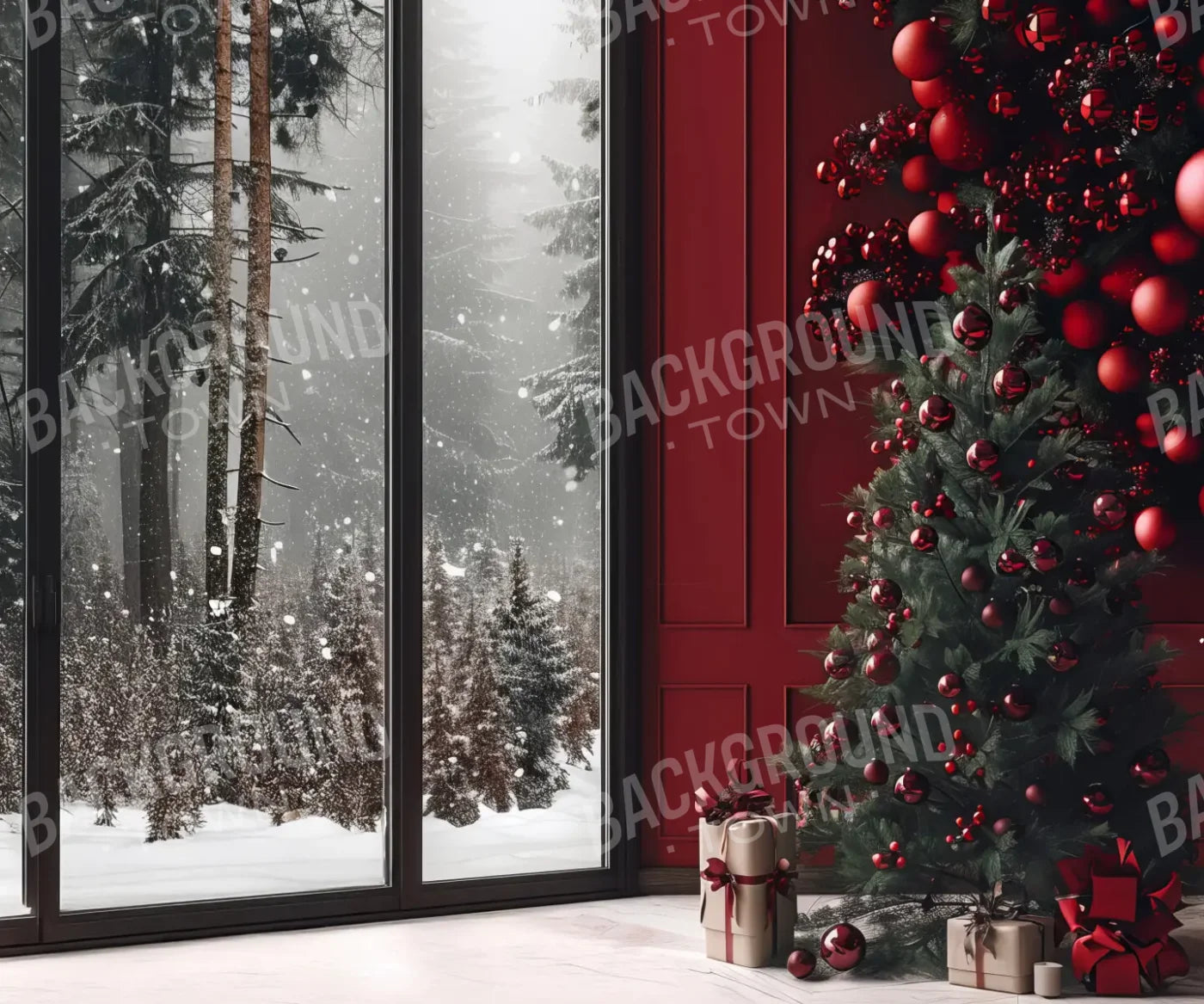 Red Christmas  Backdrop for Photography