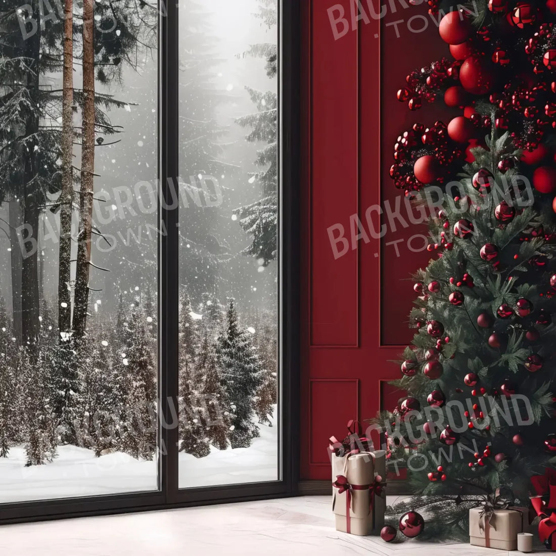 Christmas Room 8’x8’ Fleece (96 x 96 inch) Backdrop