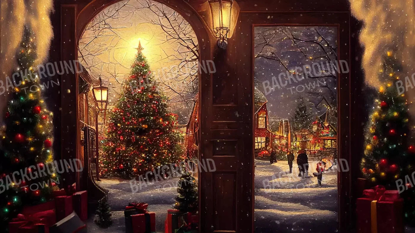 Christmas Scene 14X8 Ultracloth ( 168 X 96 Inch ) Backdrop
