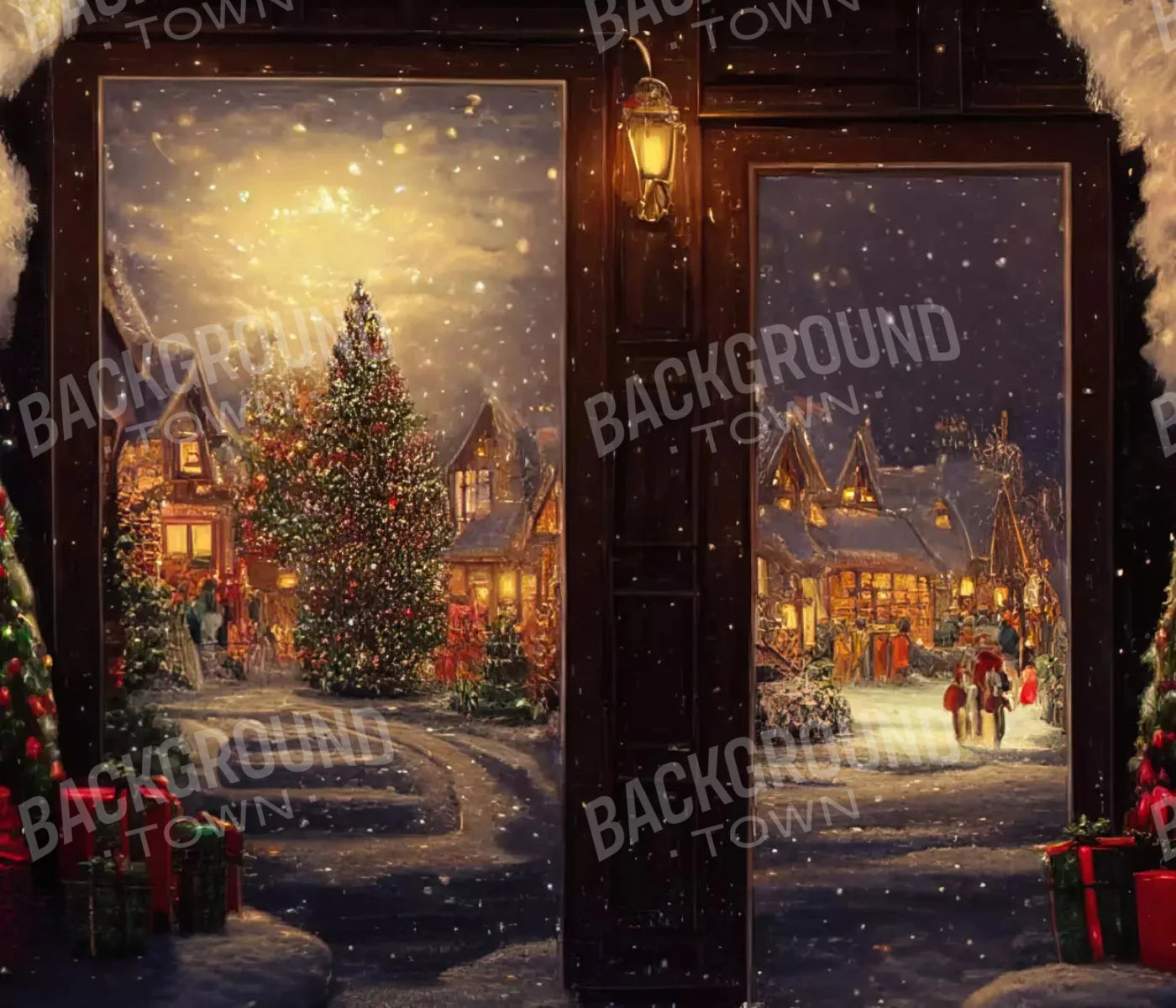 Christmas Scene 2 12X10 Ultracloth ( 144 X 120 Inch ) Backdrop
