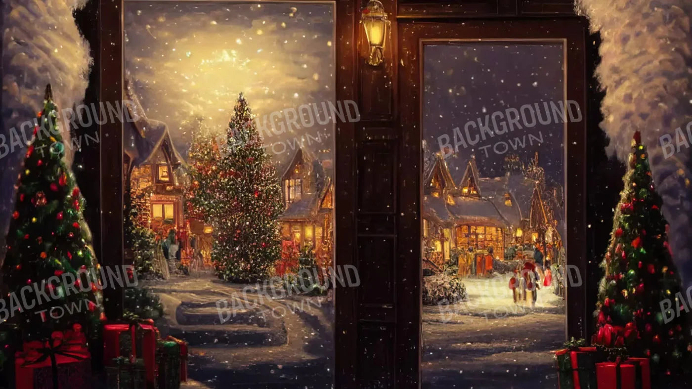 Christmas Scene 2 14X8 Ultracloth ( 168 X 96 Inch ) Backdrop