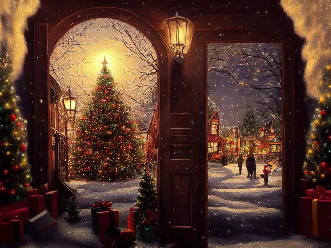 Christmas Scene 68X5 Fleece ( 80 X 60 Inch ) Backdrop