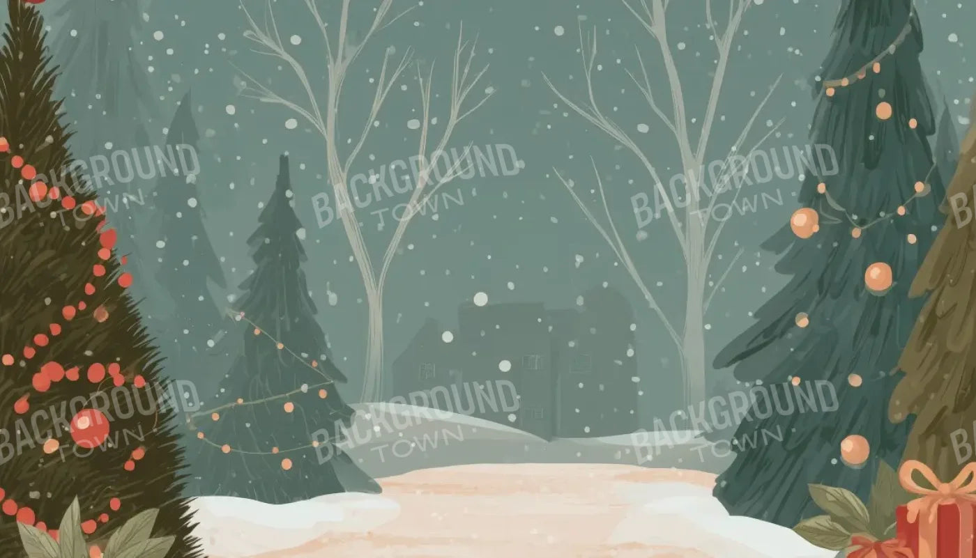Christmas Scene Clipart 14’x8’ UltraCloth (168 x 96 inch) Backdrop