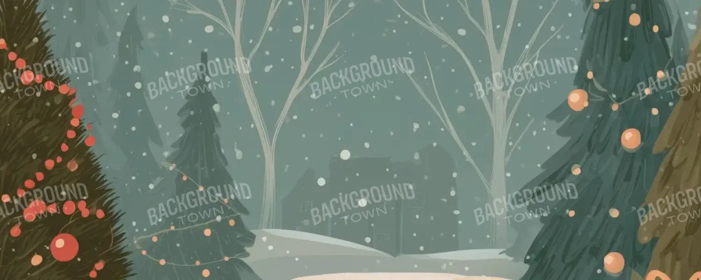 Christmas Scene Clipart 20’x8’ UltraCloth (240 x 96 inch) Backdrop