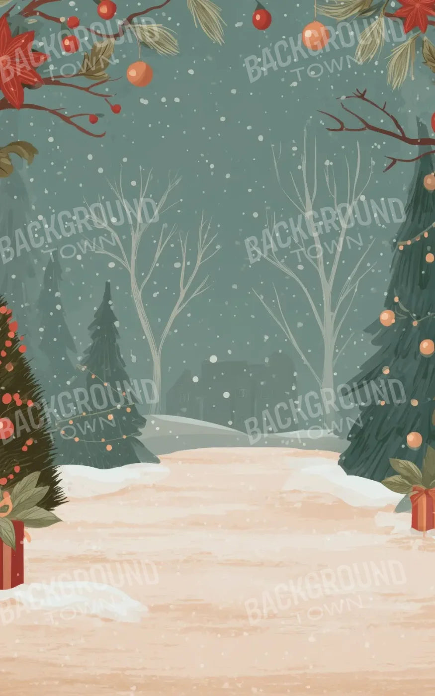 Christmas Scene Clipart 5’x8’ UltraCloth (60 x 96 inch) Backdrop