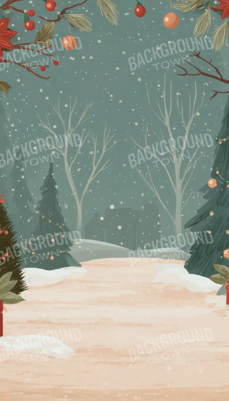 Christmas Scene Clipart 8’x14’ UltraCloth (96 x 168 inch) Backdrop
