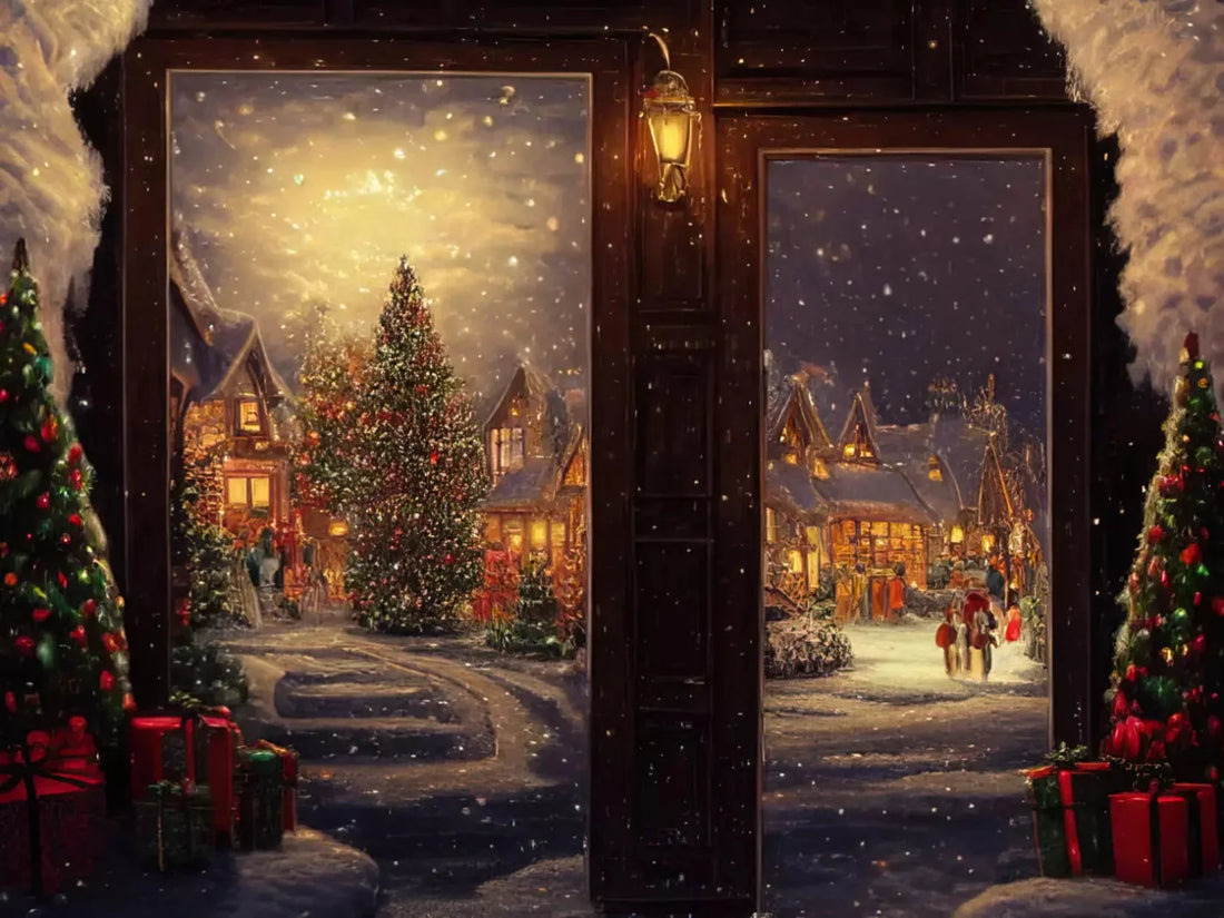 Christmas Scene 2 68X5 Fleece ( 80 X 60 Inch ) Backdrop