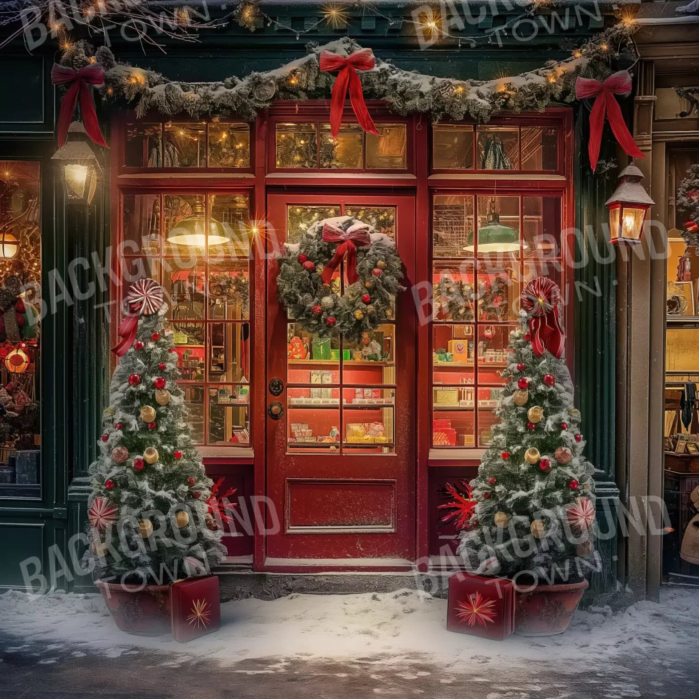 Christmas Shop Ii 8’X8’ Fleece (96 X Inch) Backdrop