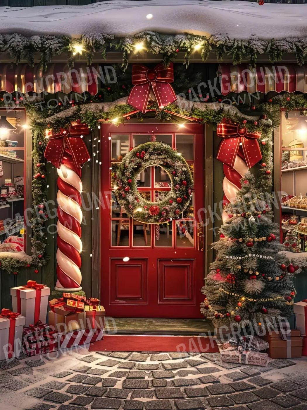 Christmas Shop I 5’X6’8 Fleece (60 X 80 Inch) Backdrop