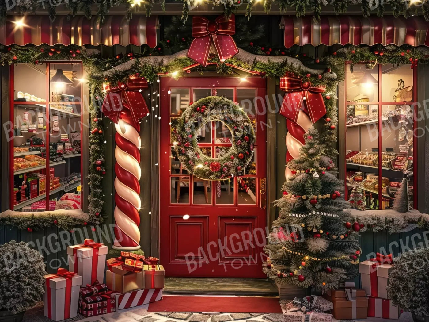 Christmas Shop I 6’8X5’ Fleece (80 X 60 Inch) Backdrop