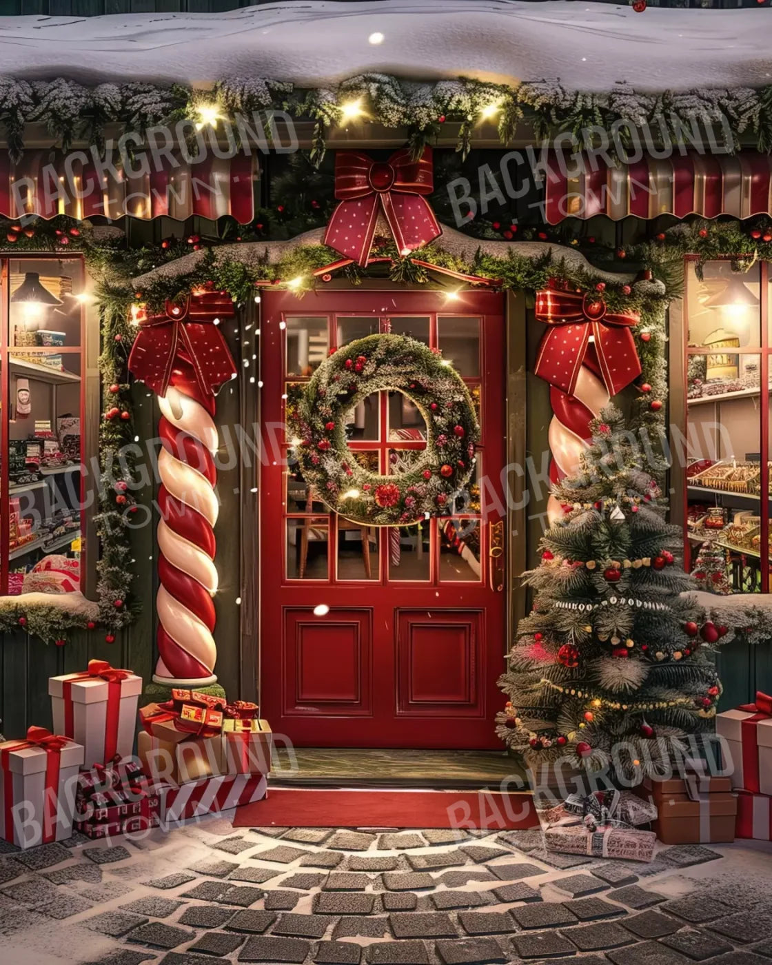 Christmas Shop I 8’X10’ Fleece (96 X 120 Inch) Backdrop