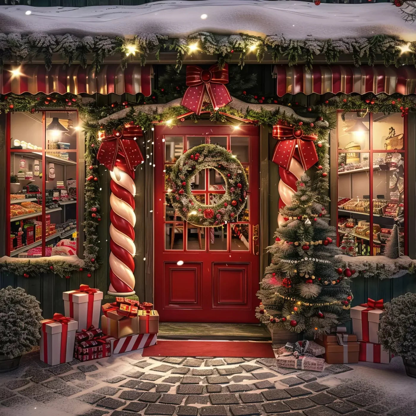 Christmas Shop I 8’X8’ Fleece (96 X Inch) Backdrop