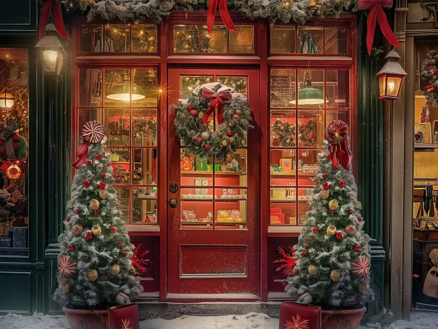 Christmas Shop Ii 6’8X5’ Fleece (80 X 60 Inch) Backdrop