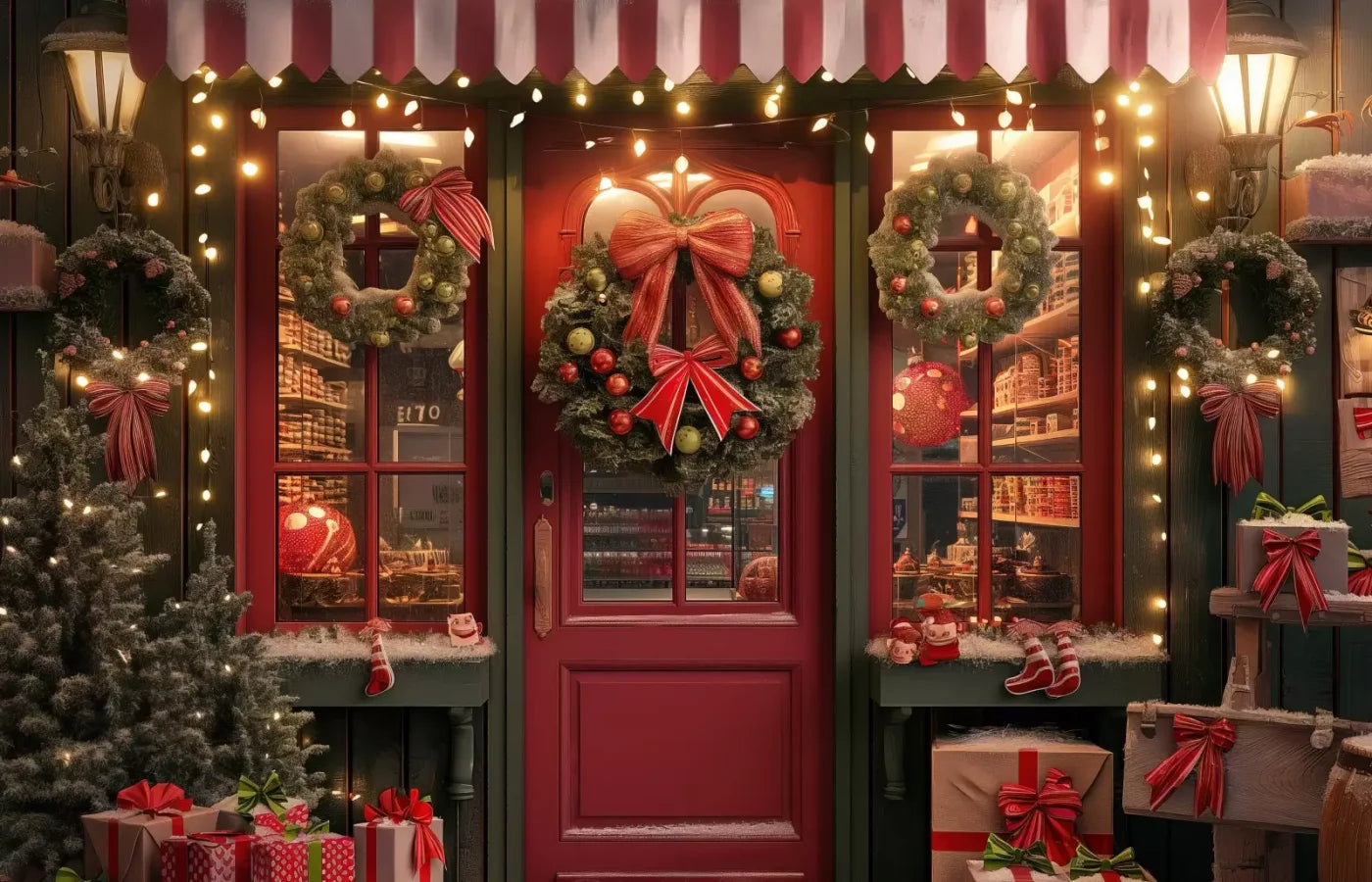Christmas Shop Iii 14’X9’ Ultracloth (168 X 108 Inch) Backdrop