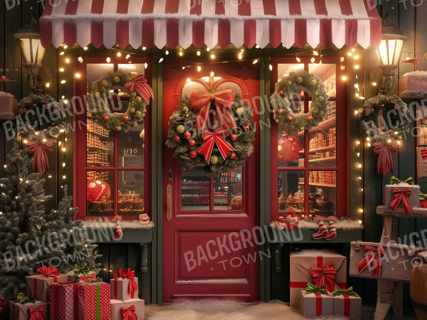 Christmas Shop Iii 6’8X5’ Fleece (80 X 60 Inch) Backdrop