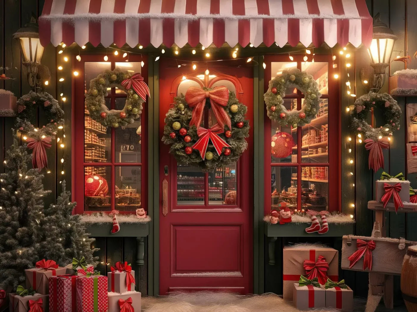 Christmas Shop Iii 8’X6’ Fleece (96 X 72 Inch) Backdrop