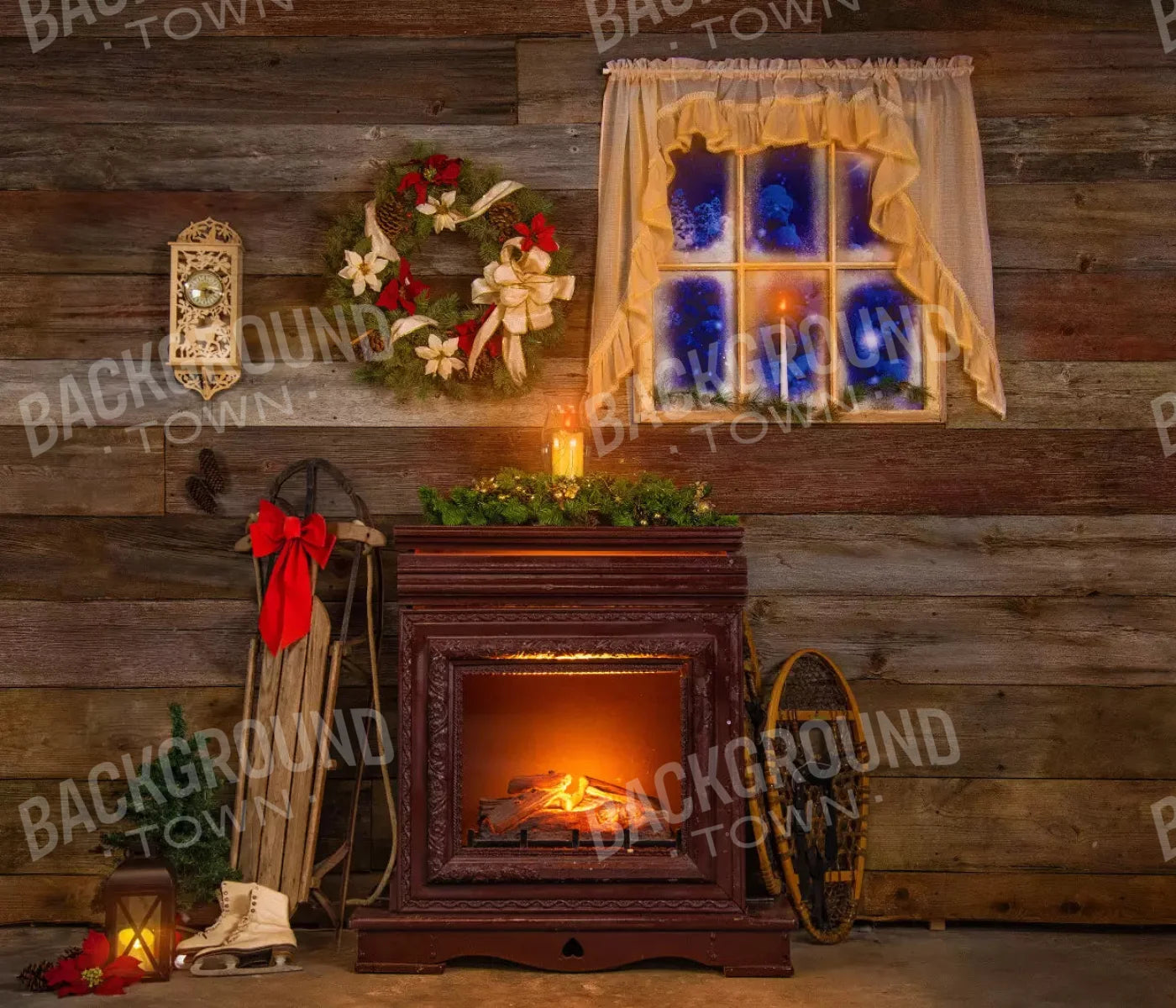 Christmas Snow Activities 12X10 Ultracloth ( 144 X 120 Inch ) Backdrop